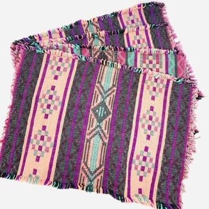 Southwest Aztec Placemats Pair Colorful Purple Pink Green Blue Set of 4